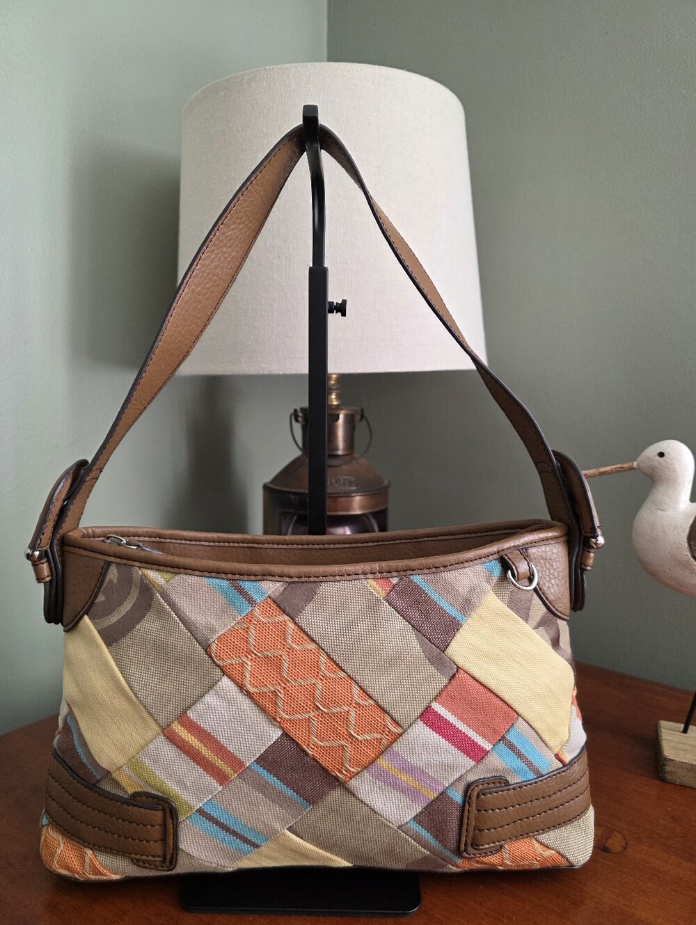 Etienne Aigner 52107 Multicolor Patchwork Shoulder Bag Brown Y2K